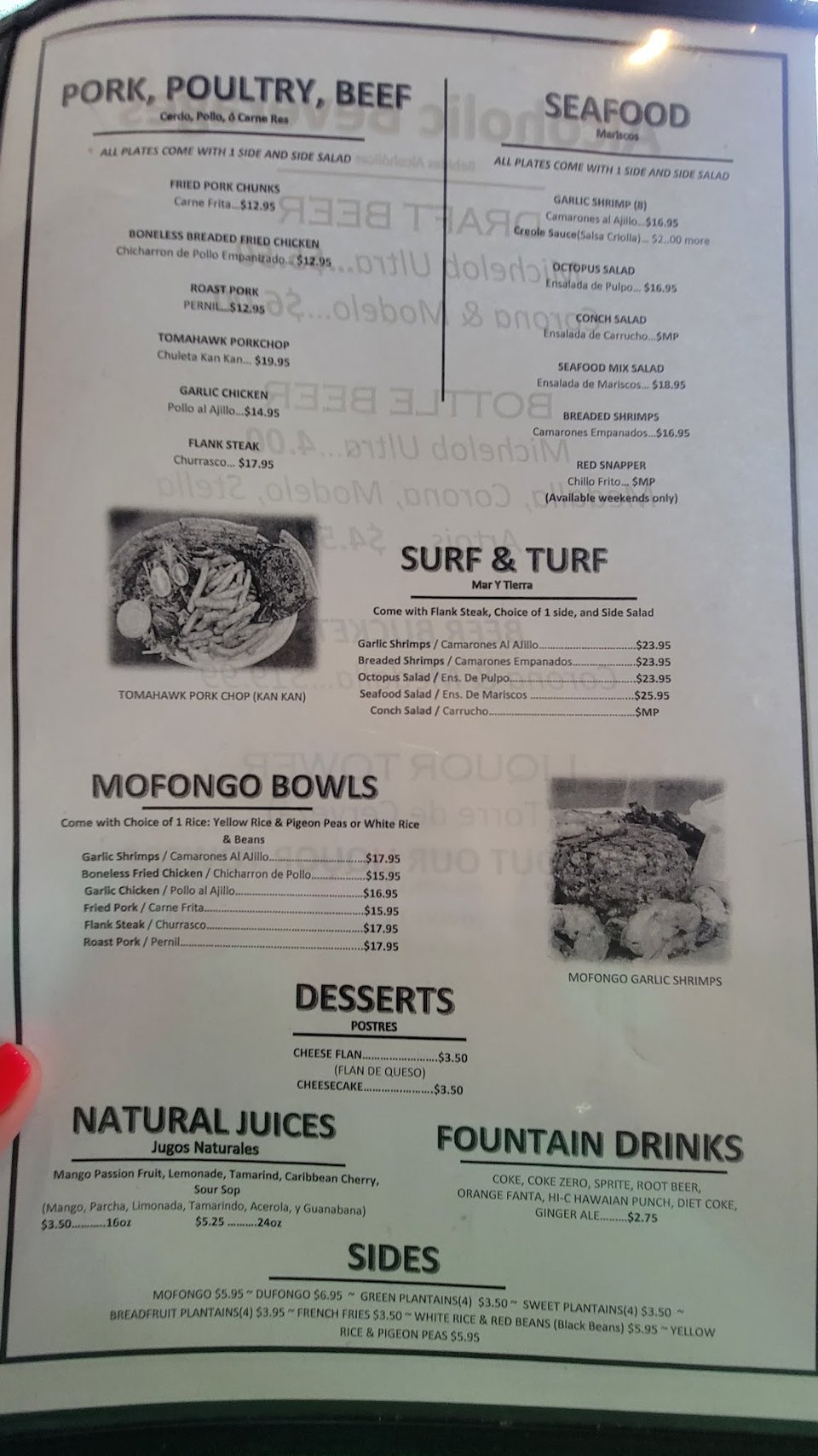 Latin American menu with counter service.